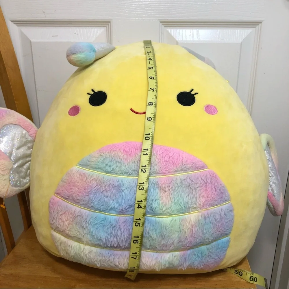 Kellytoy Squishmallow 18” Nixie Butterfly Soft‎ Yellow Tie Dye Plush Pillow